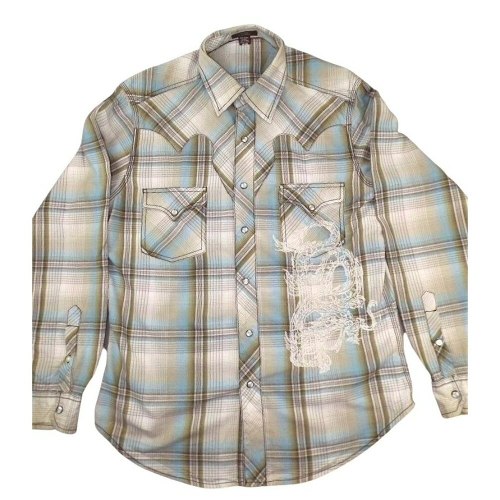 Arizona Jeans Company Mens Plaid Shirt Western Style size Medium JH894